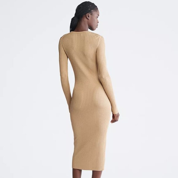 CK Ribbed Midi Sweater Dress - Picture 2 of 5